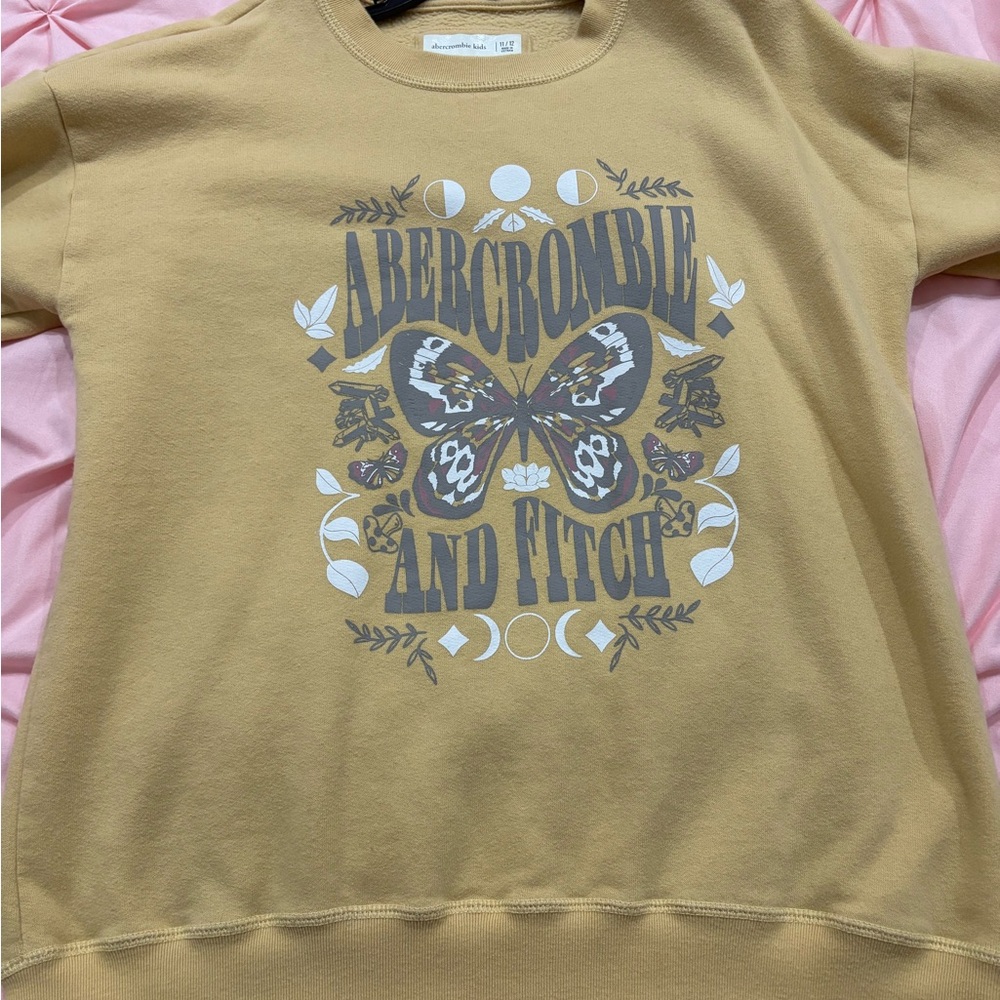 Abercrombie & Fitch Mustard Sweatshirt with Butterfly Design